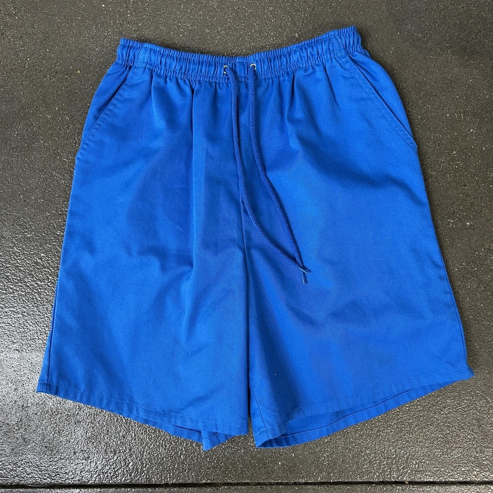 Basic Editions Shorts Mens Small Blue Elastic Waist Drawstring Chino Casual